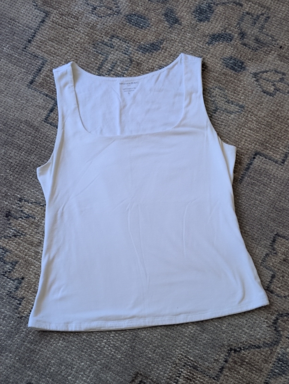 Banana Republic White Square Neck Tank Top